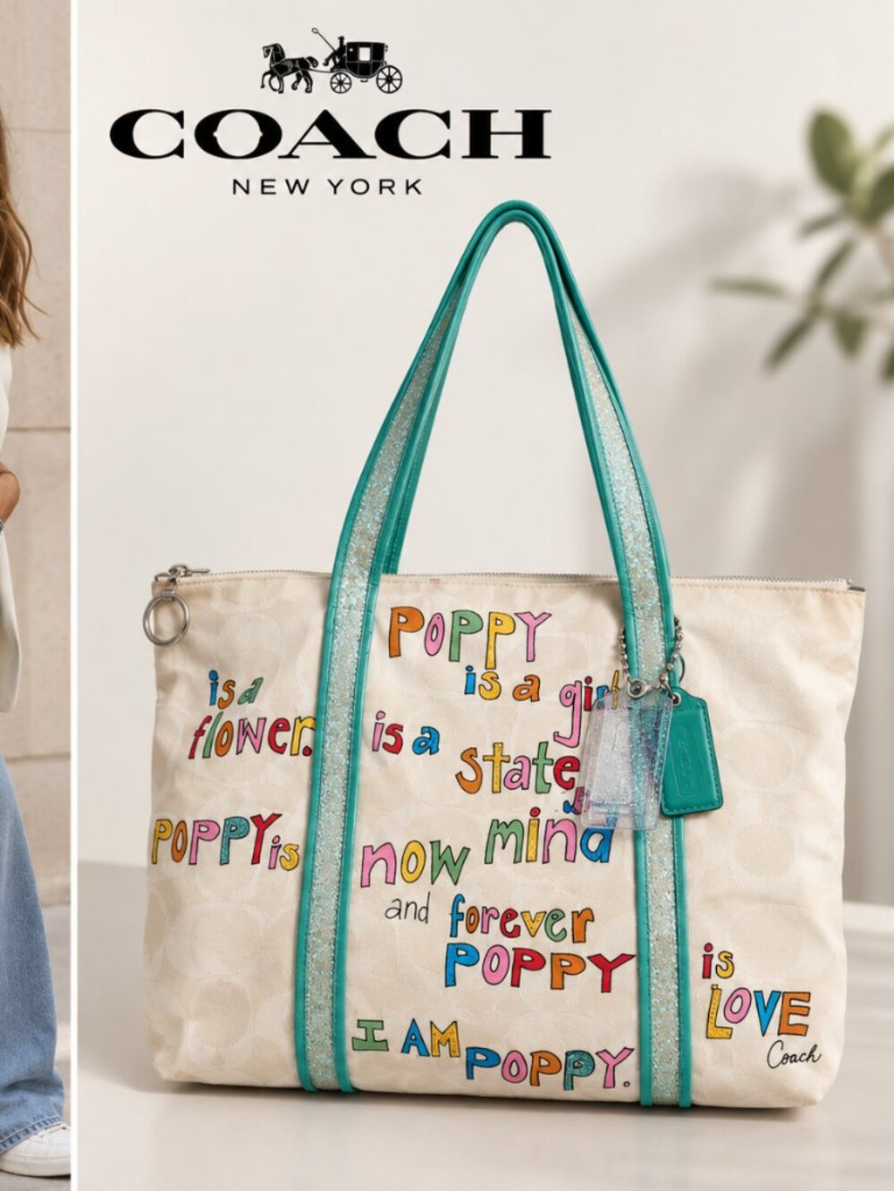 Coach Poppy Is A Girl Glam Tote 14986 Graffiti Glitter Y2K Bag